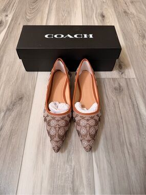 Coach Daphne Crystal Signature Jacquard Flats Burnished Amber 7.5 NIB